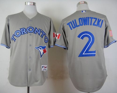 Blue Jays #2 Troy Tulowitzki Grey Stitched MLB Jersey - Click Image to Close